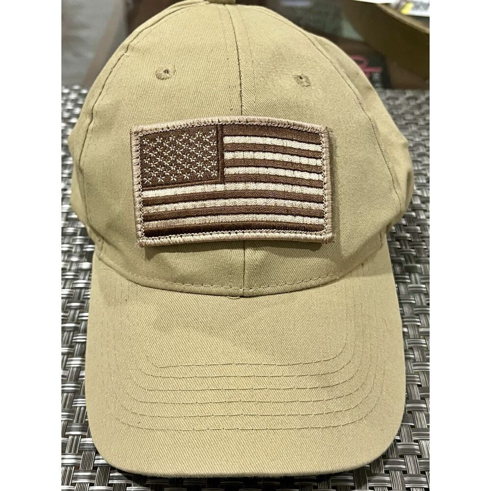 USA US U.S. America American Flag Khaki Tan Patch Baseball Cap Hat (A)